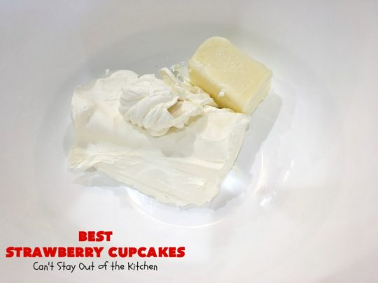 Best Strawberry Cupcakes | Can't Stay Out of the Kitchen | these spectacular #Strawberry #Cupcakes will have you drooling from the first bite. Terrific for company & #holidays like #FathersDay. We also like to make them for #ValentinesDay, #Christmas & baby showers! #BestStrawberryCupcakes #dessert #StrawberryDessert