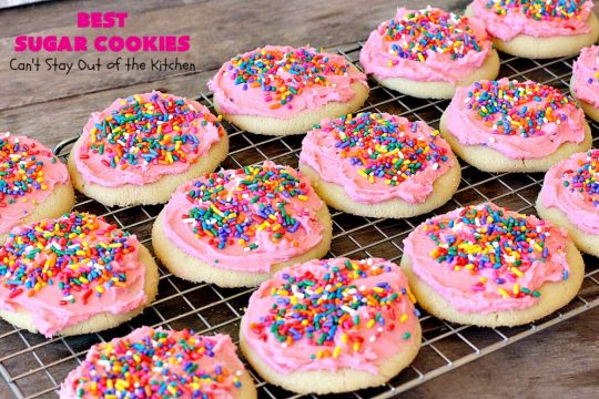 Best Sugar Cookies | Can't Stay Out of the Kitchen | these fantastic #SugarCookies are my absolute favorite #recipe! They are perfect for #holiday parties & #ChristmasCookieExchanges. The secret ingredient makes all the difference and the frosting is divine! #Dessert #cookies #HolidayDessert #ChristmasDessert #IcedSugarCookies