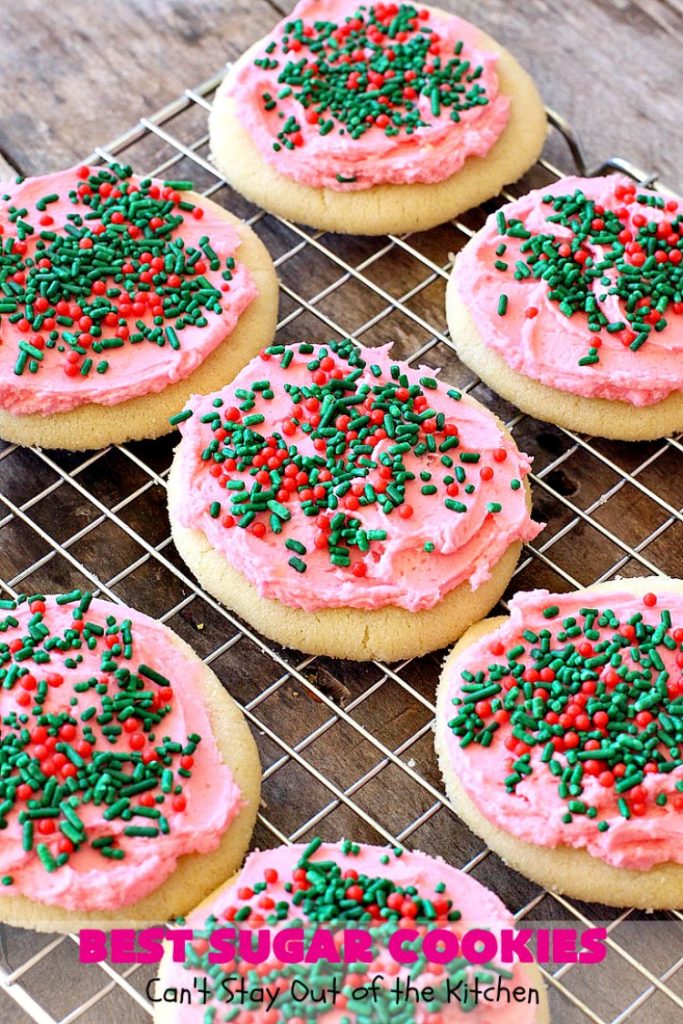 Best Sugar Cookies | Can't Stay Out of the Kitchen | these fantastic #SugarCookies are my absolute favorite #recipe! They are perfect for #holiday parties & #ChristmasCookieExchanges. The secret ingredient makes all the difference and the frosting is divine! #Dessert #cookies #HolidayDessert #ChristmasDessert #IcedSugarCookies