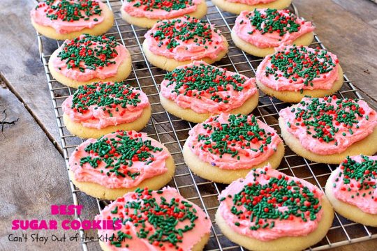 Best Sugar Cookies | Can't Stay Out of the Kitchen | these fantastic #SugarCookies are my absolute favorite #recipe! They are perfect for #holiday parties & #ChristmasCookieExchanges. The secret ingredient makes all the difference and the frosting is divine! #Dessert #cookies #HolidayDessert #ChristmasDessert #IcedSugarCookies