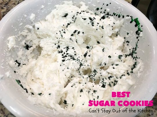 Best Sugar Cookies | Can't Stay Out of the Kitchen | these fantastic #SugarCookies are my absolute favorite #recipe! They are perfect for #holiday parties & #ChristmasCookieExchanges. The secret ingredient makes all the difference and the frosting is divine! #Dessert #cookies #HolidayDessert #ChristmasDessert #IcedSugarCookies