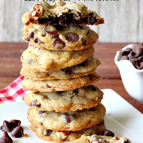 Best Toll House Cookies | Can't Stay Out of the Kitchen | #TollHouseCookies have an upgrade with this fantastic #recipe. Lots more #ChocolateChips & vanilla increases the flavor exponentially. Terrific for #tailgating or office parties, potlucks or backyard BBQs. #cookies #chocolate #holiday #HolidayBaking #ChristmasCookieExchange #dessert #BestTollHouseCookies #ChocolateDessert