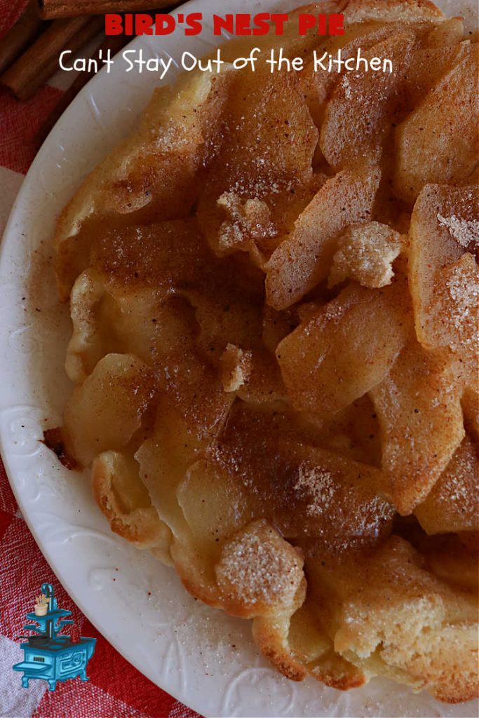 Bird's Nest Pie | Can't Stay Out of the Kitchen | Don't be thrown off by the name of this scrumptious #dessert. Rather than #pie, this #AppleDessert is more like an AppleUpsideDownCake. It uses only 7 ingredients & the perfect #dessert for young children to make. They'll enjoy the name as well as the taste of this tempting #apple #dessert. #cake #UpsideDownCake #BirdsNestPie