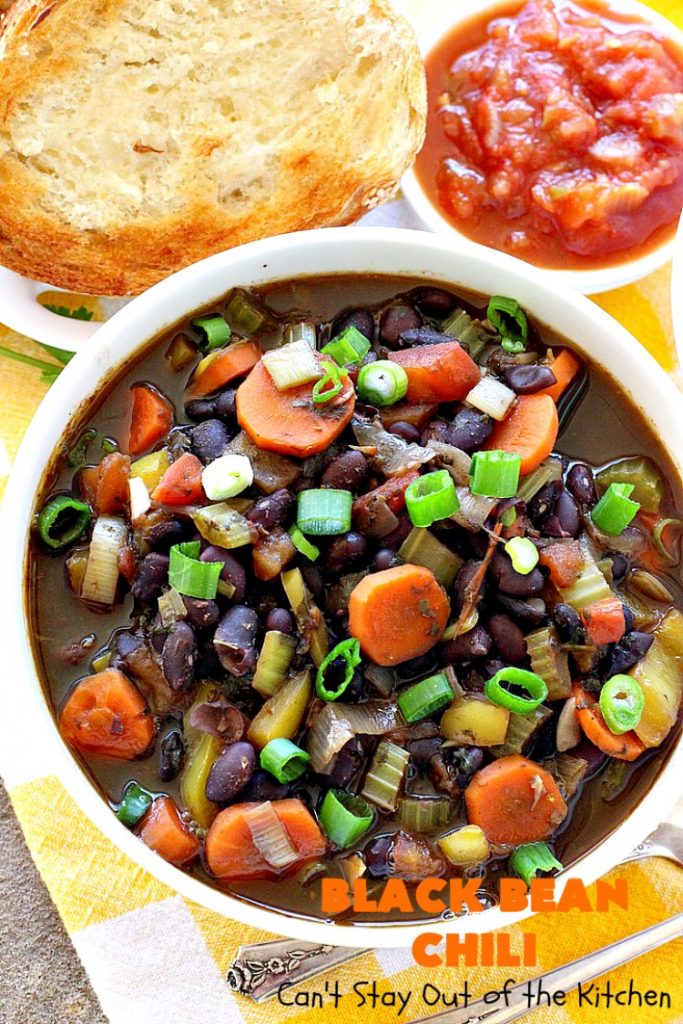 Black Bean Chili | Can't Stay Out of the Kitchen | fabulous #blackbean #chili recipe that's perfect for cold, winter days. It's healthy, #vegan, #glutenfree & #cleaneating. #TexMex #soup #MeatlessMondays