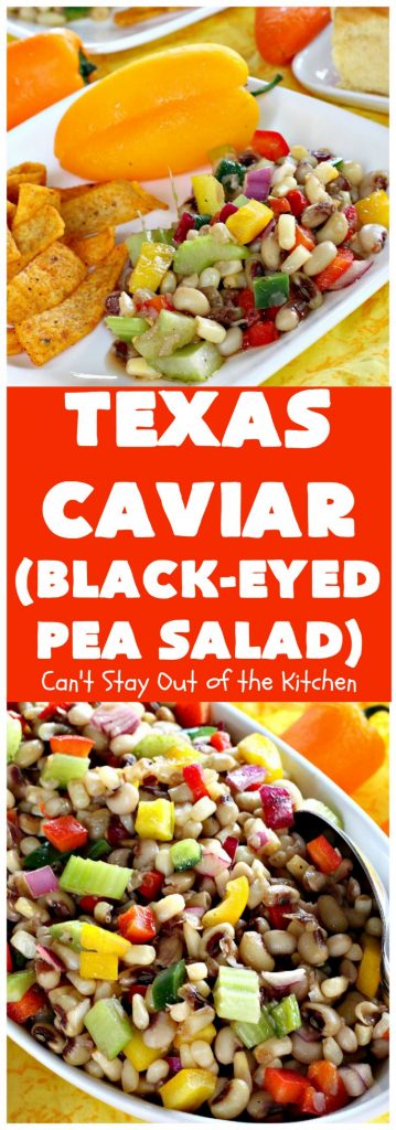 Texas Caviar a.k.a. Black-Eyed Pea Salad | Can't Stay Out of the Kitchen | perfect as a dip with #Fritos scoops or serve as a #salad. Light & refreshing & great for summer #holidays, backyard BBQs or family reunions. #glutenfree #vegan #blackeyedpeas #appetizer