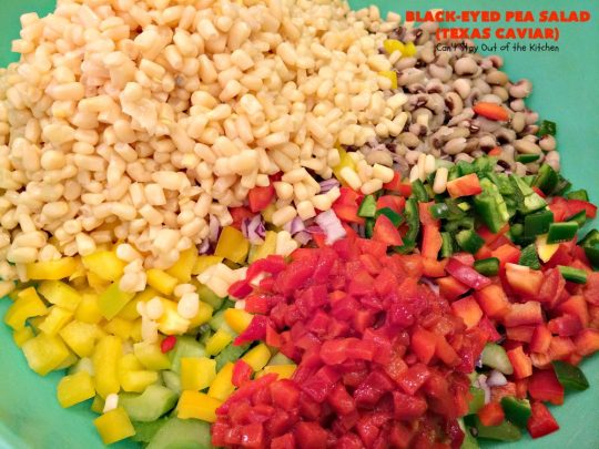 Texas Caviar a.k.a. Black-Eyed Pea Salad | Can't Stay Out of the Kitchen | perfect as a dip with #Fritos scoops or serve as a #salad. Light & refreshing & great for summer #holidays, backyard BBQs or family reunions. #glutenfree #vegan #blackeyedpeas #appetizer