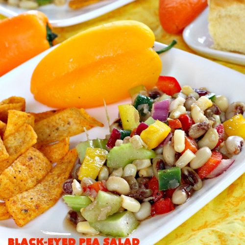 Texas Caviar a.k.a. Black-Eyed Pea Salad | Can't Stay Out of the Kitchen | perfect as a dip with #Fritos scoops or serve as a #salad. Light & refreshing & great for summer #holidays, backyard BBQs or family reunions. #glutenfree #vegan #blackeyedpeas #appetizer