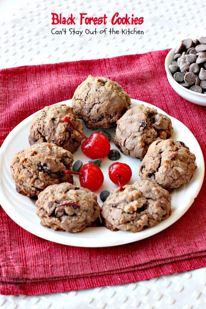 Black Forest Cookies| Can't Stay Out of the Kitchen | these fabulous #cookies are reminiscent of #blackforestcake. They are incredibly delicious & a great #dessert for #holiday baking or #Valentine'sDay.