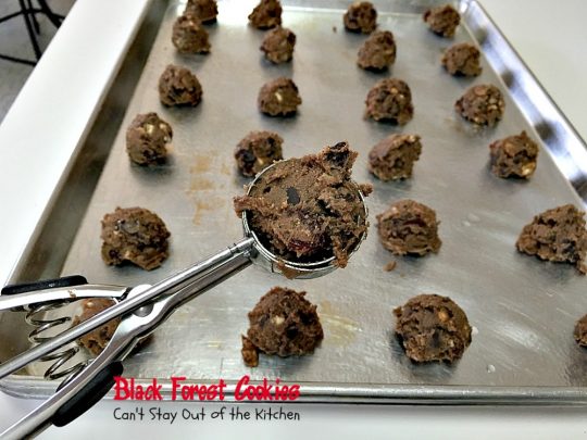 Black Forest Cookies| Can't Stay Out of the Kitchen | these fabulous #cookies are reminiscent of #blackforestcake. They are incredibly delicious & a great #dessert for #holiday baking or #Valentine'sDay.