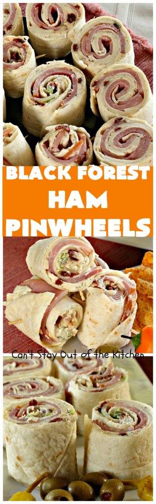 Black Forest Ham Pinwheels | Can't Stay Out of the Kitchen | These #pinwheels are spectacular & perfect for #tailgating & #SuperBowl parties. They're filled with #ham & #Swisscheese & just delightful to the taste buds! #appetizer