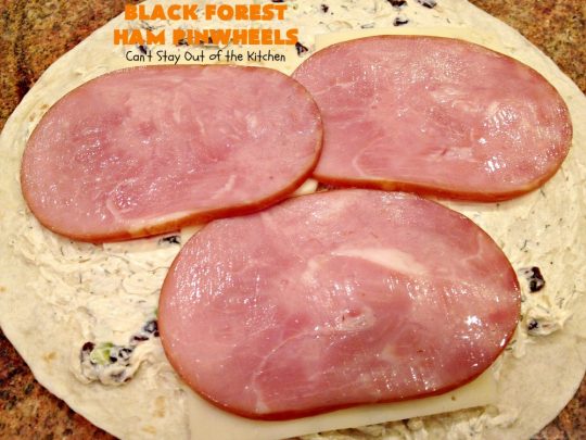 Black Forest Ham Pinwheels | Can't Stay Out of the Kitchen | These #pinwheels are spectacular & perfect for #tailgating & #SuperBowl parties. They're filled with #ham & #Swisscheese & just delightful to the taste buds! #appetizer