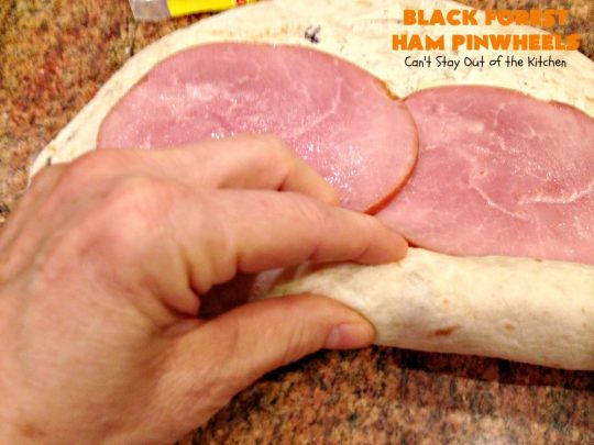 Black Forest Ham Pinwheels | Can't Stay Out of the Kitchen | These #pinwheels are spectacular & perfect for #tailgating & #SuperBowl parties. They're filled with #ham & #Swisscheese & just delightful to the taste buds! #appetizer