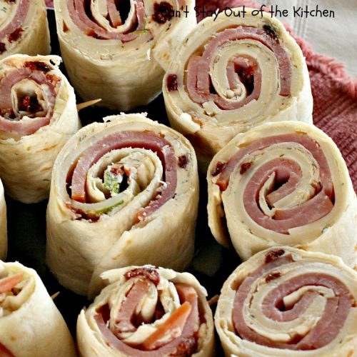 Black Forest Ham Pinwheels | Can't Stay Out of the Kitchen | These #pinwheels are spectacular & perfect for #tailgating & #SuperBowl parties. They're filled with #ham & #Swisscheese & just delightful to the taste buds! #appetizer