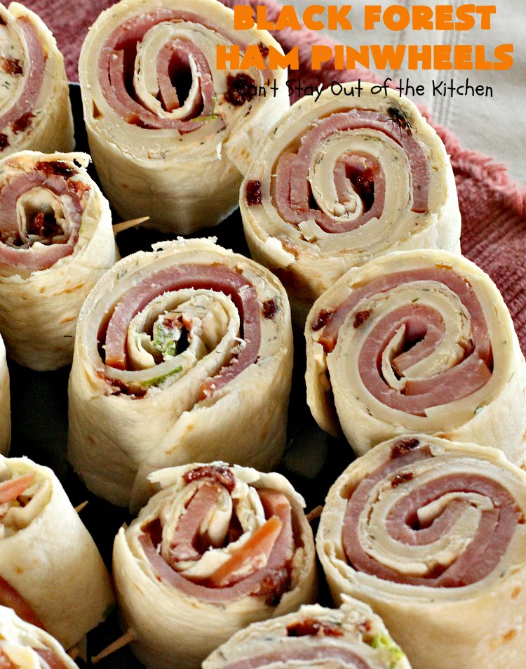 Black Forest Ham Pinwheels | Can't Stay Out of the Kitchen | These #pinwheels are spectacular & perfect for #tailgating & #SuperBowl parties. They're filled with #ham & #Swisscheese & just delightful to the taste buds! #appetizer