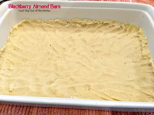 Blackberry Almond Bars | Can't Stay Out of the Kitchen | Your family will rave over these ooey, gooey delicious #dessert bars. The shortbread crust is topped with #blackberry filling and sliced #almonds. Delightful for #holiday baking. #cookie