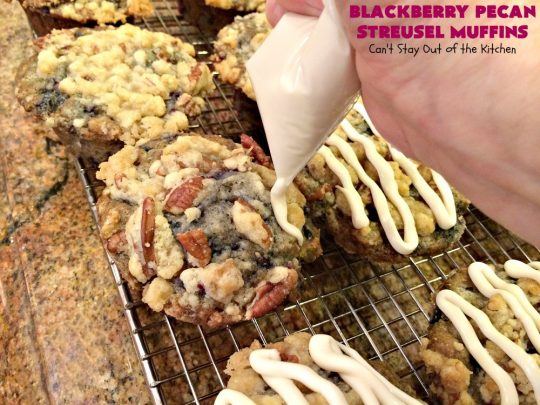 Blackberry Pecan Streusel Muffins | Can't Stay Out of the Kitchen | these spectacular #muffins are terrific for a #holiday, company or weekend #breakfast. Every bite will have you drooling! #blackberries #BlackberryMuffins #HolidayBreakfast #EasterBreakfast