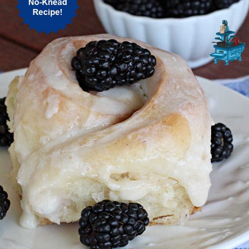Blackberry Sweet Rolls | Can't Stay Out of the Kitchen | these luscious #SweetRolls are awesome! They're filled with #blackberries & glazed with a heavenly #ButtercreamIcing. Every bite will rock your world! Terrific for a weekend, company or #holiday #breakfast like #Thanksgiving or #Christmas. Plus, these are kneaded in the #breadmaker so they're so much easier than many #CinnamonRoll #recipes. #BlackberrySweetRolls