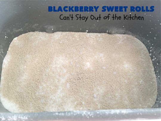Blackberry Sweet Rolls | Can't Stay Out of the Kitchen | these luscious #SweetRolls are awesome! They're filled with #blackberries & glazed with a heavenly #ButtercreamIcing. Every bite will rock your world! Terrific for a weekend, company or #holiday #breakfast like #Thanksgiving or #Christmas. Plus, these are kneaded in the #breadmaker so they're so much easier than many #CinnamonRoll #recipes. #BlackberrySweetRolls