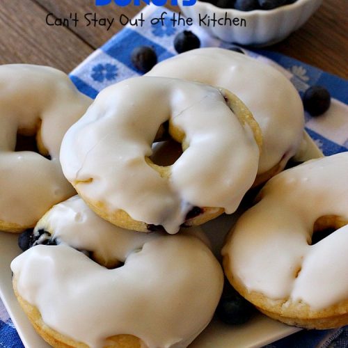 Blueberry Almond Donuts | Can't Stay Out of the Kitchen | these fabulous #blueberry #donuts include #almond extract in both the donut and the icing. They are outrageously delicious! I've made these 3 times & everyone always loves them. #blueberries #BlueberryDonuts #breakfast #Holiday #HolidayBreakfast