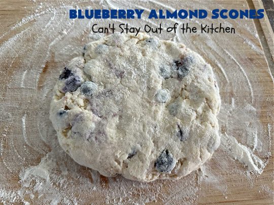 Blueberry Almond Scones | Can't Stay Out of the Kitchen | #BlueberryAlmondScones are outrageously good. These amazing #scones include #blueberries, #almonds & #AlmondExtract. They are so delightful with your morning coffee that you won't be able to put them down! Try these scrumptious treats for a weekend, company or #holiday #breakfast like #Thanksgiving, #Christmas or #NewYears. Everyone will swoon! #HolidayBreakfast