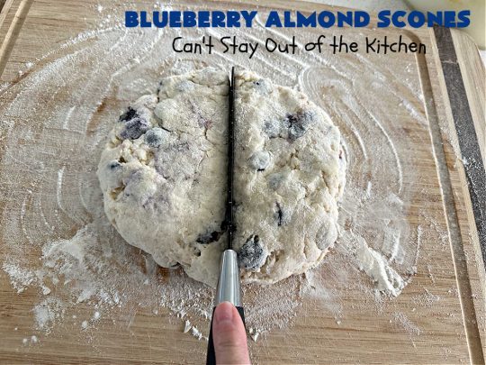 Blueberry Almond Scones | Can't Stay Out of the Kitchen | #BlueberryAlmondScones are outrageously good. These amazing #scones include #blueberries, #almonds & #AlmondExtract. They are so delightful with your morning coffee that you won't be able to put them down! Try these scrumptious treats for a weekend, company or #holiday #breakfast like #Thanksgiving, #Christmas or #NewYears. Everyone will swoon! #HolidayBreakfast