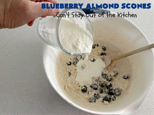 Blueberry Almond Scones | Can't Stay Out of the Kitchen | #BlueberryAlmondScones are outrageously good. These amazing #scones include #blueberries, #almonds & #AlmondExtract. They are so delightful with your morning coffee that you won't be able to put them down! Try these scrumptious treats for a weekend, company or #holiday #breakfast like #Thanksgiving, #Christmas or #NewYears. Everyone will swoon! #HolidayBreakfast