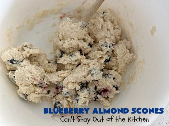 Blueberry Almond Scones | Can't Stay Out of the Kitchen | #BlueberryAlmondScones are outrageously good. These amazing #scones include #blueberries, #almonds & #AlmondExtract. They are so delightful with your morning coffee that you won't be able to put them down! Try these scrumptious treats for a weekend, company or #holiday #breakfast like #Thanksgiving, #Christmas or #NewYears. Everyone will swoon! #HolidayBreakfast