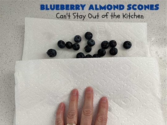 Blueberry Almond Scones | Can't Stay Out of the Kitchen | #BlueberryAlmondScones are outrageously good. These amazing #scones include #blueberries, #almonds & #AlmondExtract. They are so delightful with your morning coffee that you won't be able to put them down! Try these scrumptious treats for a weekend, company or #holiday #breakfast like #Thanksgiving, #Christmas or #NewYears. Everyone will swoon! #HolidayBreakfast
