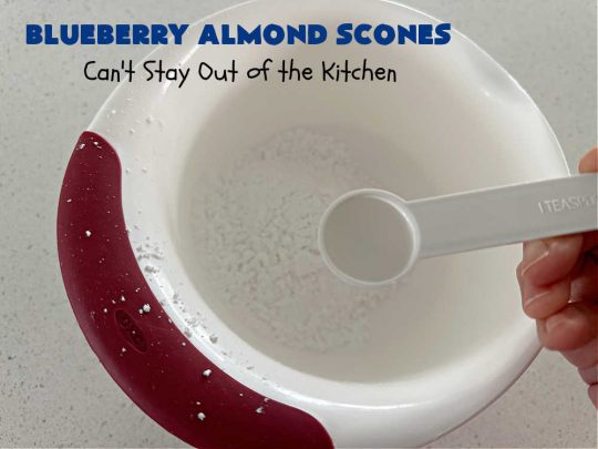 Blueberry Almond Scones | Can't Stay Out of the Kitchen | #BlueberryAlmondScones are outrageously good. These amazing #scones include #blueberries, #almonds & #AlmondExtract. They are so delightful with your morning coffee that you won't be able to put them down! Try these scrumptious treats for a weekend, company or #holiday #breakfast like #Thanksgiving, #Christmas or #NewYears. Everyone will swoon! #HolidayBreakfast