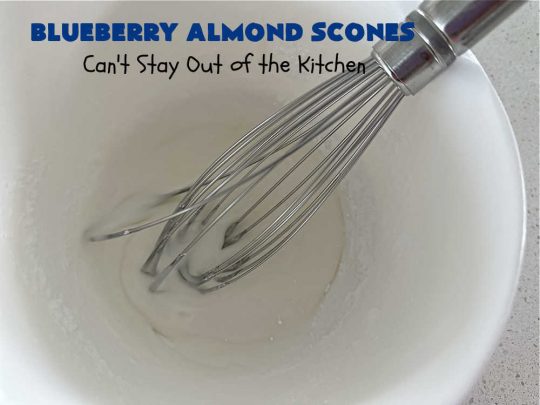 Blueberry Almond Scones | Can't Stay Out of the Kitchen | #BlueberryAlmondScones are outrageously good. These amazing #scones include #blueberries, #almonds & #AlmondExtract. They are so delightful with your morning coffee that you won't be able to put them down! Try these scrumptious treats for a weekend, company or #holiday #breakfast like #Thanksgiving, #Christmas or #NewYears. Everyone will swoon! #HolidayBreakfast