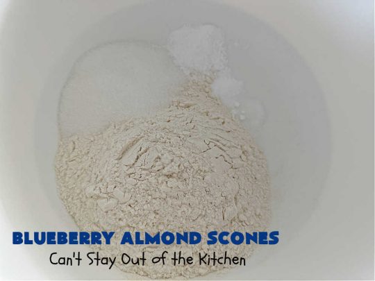 Blueberry Almond Scones | Can't Stay Out of the Kitchen | #BlueberryAlmondScones are outrageously good. These amazing #scones include #blueberries, #almonds & #AlmondExtract. They are so delightful with your morning coffee that you won't be able to put them down! Try these scrumptious treats for a weekend, company or #holiday #breakfast like #Thanksgiving, #Christmas or #NewYears. Everyone will swoon! #HolidayBreakfast