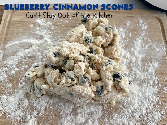 Blueberry Cinnamon Scones | Can't Stay Out of the Kitchen | these #scones are absolutely delightful.. They have a soft, almost bread-like texture & they're filled with #blueberries, baked with a #CinnamonSugar topping & iced with a powdered sugar glaze. They're fantastic for weekend, company or a #holiday #breakfast. Every bite will have you swooning! #BlueberryCinnamonScones