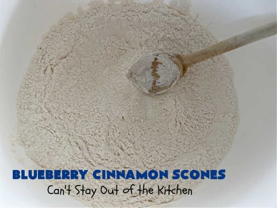 Blueberry Cinnamon Scones | Can't Stay Out of the Kitchen | these #scones are absolutely delightful.. They have a soft, almost bread-like texture & they're filled with #blueberries, baked with a #CinnamonSugar topping & iced with a powdered sugar glaze. They're fantastic for weekend, company or a #holiday #breakfast. Every bite will have you swooning! #BlueberryCinnamonScones