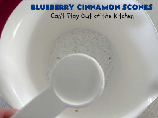 Blueberry Cinnamon Scones | Can't Stay Out of the Kitchen | these #scones are absolutely delightful.. They have a soft, almost bread-like texture & they're filled with #blueberries, baked with a #CinnamonSugar topping & iced with a powdered sugar glaze. They're fantastic for weekend, company or a #holiday #breakfast. Every bite will have you swooning! #BlueberryCinnamonScones