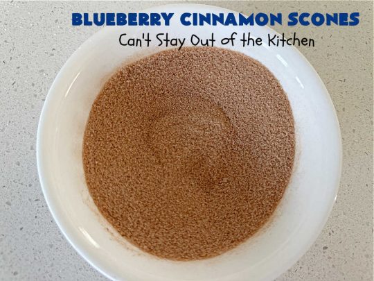 Blueberry Cinnamon Scones | Can't Stay Out of the Kitchen | these #scones are absolutely delightful.. They have a soft, almost bread-like texture & they're filled with #blueberries, baked with a #CinnamonSugar topping & iced with a powdered sugar glaze. They're fantastic for weekend, company or a #holiday #breakfast. Every bite will have you swooning! #BlueberryCinnamonScones
