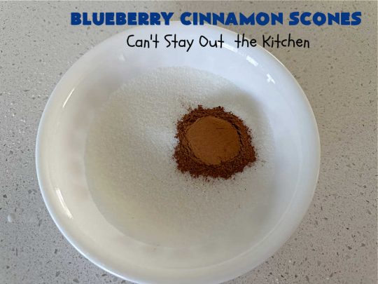 Blueberry Cinnamon Scones | Can't Stay Out of the Kitchen | these #scones are absolutely delightful.. They have a soft, almost bread-like texture & they're filled with #blueberries, baked with a #CinnamonSugar topping & iced with a powdered sugar glaze. They're fantastic for weekend, company or a #holiday #breakfast. Every bite will have you swooning! #BlueberryCinnamonScones