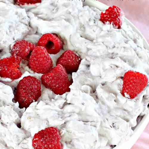 Blueberry Fluff | Can't Stay Out of the Kitchen | This amazing #salad tastes like #dessert! It's quick & easy & perfect for summer #holiday fun, family reunions & backyard #BBQs. #blueberrypiefilling #pineapple