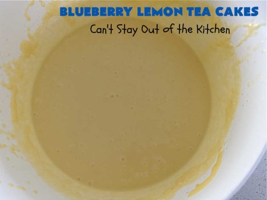 Blueberry Lemon Tea Cakes | Can't Stay Out of the Kitchen | these adorable #TeaCakes are made with fresh #blueberries & 3 kinds of #lemon flavoring including #LemonZest, #LemonJuice & #LemonExtract. They pop in flavor & are both #SugarFree & #GlutenFree. Terrific #dessert for family or friends with #Celiac or #Diabetes. #BlueberryDessert #LemonDessert #cake #BlueberryLemonTeaCakes