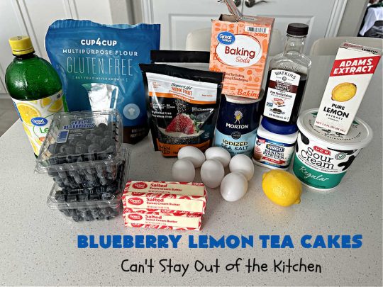 Blueberry Lemon Tea Cakes | Can't Stay Out of the Kitchen | these adorable #TeaCakes are made with fresh #blueberries & 3 kinds of #lemon flavoring including #LemonZest, #LemonJuice & #LemonExtract. They pop in flavor & are both #SugarFree & #GlutenFree. Terrific #dessert for family or friends with #Celiac or #Diabetes. #BlueberryDessert #LemonDessert #cake #BlueberryLemonTeaCakes