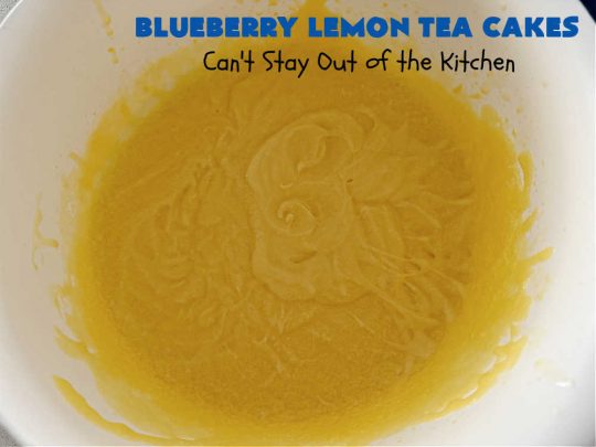 Blueberry Lemon Tea Cakes | Can't Stay Out of the Kitchen | these adorable #TeaCakes are made with fresh #blueberries & 3 kinds of #lemon flavoring including #LemonZest, #LemonJuice & #LemonExtract. They pop in flavor & are both #SugarFree & #GlutenFree. Terrific #dessert for family or friends with #Celiac or #Diabetes. #BlueberryDessert #LemonDessert #cake #BlueberryLemonTeaCakes