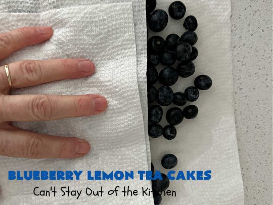 Blueberry Lemon Tea Cakes | Can't Stay Out of the Kitchen | these adorable #TeaCakes are made with fresh #blueberries & 3 kinds of #lemon flavoring including #LemonZest, #LemonJuice & #LemonExtract. They pop in flavor & are both #SugarFree & #GlutenFree. Terrific #dessert for family or friends with #Celiac or #Diabetes. #BlueberryDessert #LemonDessert #cake #BlueberryLemonTeaCakes