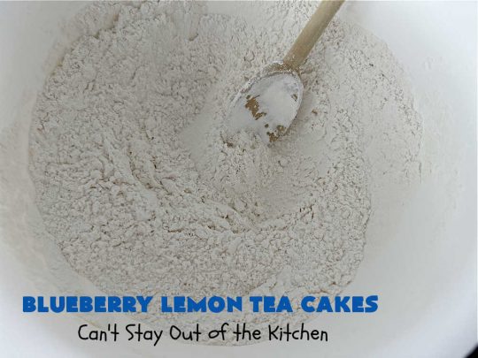 Blueberry Lemon Tea Cakes | Can't Stay Out of the Kitchen | these adorable #TeaCakes are made with fresh #blueberries & 3 kinds of #lemon flavoring including #LemonZest, #LemonJuice & #LemonExtract. They pop in flavor & are both #SugarFree & #GlutenFree. Terrific #dessert for family or friends with #Celiac or #Diabetes. #BlueberryDessert #LemonDessert #cake #BlueberryLemonTeaCakes