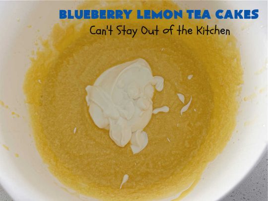 Blueberry Lemon Tea Cakes | Can't Stay Out of the Kitchen | these adorable #TeaCakes are made with fresh #blueberries & 3 kinds of #lemon flavoring including #LemonZest, #LemonJuice & #LemonExtract. They pop in flavor & are both #SugarFree & #GlutenFree. Terrific #dessert for family or friends with #Celiac or #Diabetes. #BlueberryDessert #LemonDessert #cake #BlueberryLemonTeaCakes