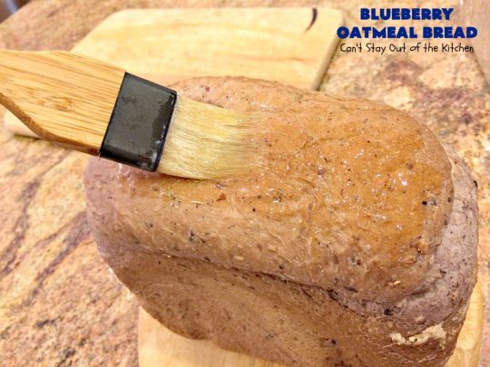 Blueberry Oatmeal Bread | Can't Stay Out of the Kitchen | this is a fantastic #YeastBread for the #breadmaker! This light and fluffy #BlueberryBread is not dense and heavy like many sweet #bread #recipes. It can be ready to bake in about 5 minutes! Terrific for #breakfast or as a #DinnerBread since it's not overly sweet. #BlueberryOatmealBread #Oatmeal #blueberries