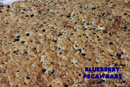 Blueberry Pecan Bars | Can't Stay Out of the Kitchen | these luscious, crunchy bar-type #cookies are filled with dried #blueberries, #pecans & #coconut. They're outrageously addictive! #tailgating #dessert #brownies #BlueberryDessert #BlueberryPecanBars