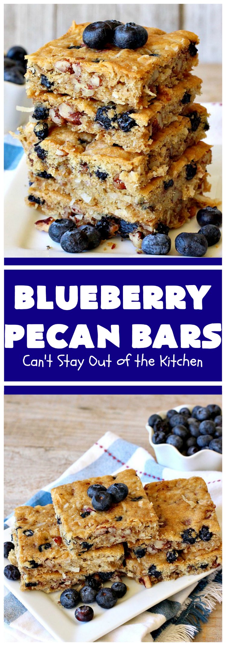 Blueberry Pecan Bars | Can't Stay Out of the Kitchen | these luscious, crunchy bar-type #cookies are filled with dried #blueberries, #pecans & #coconut. They're outrageously addictive! #tailgating #dessert #brownies #BlueberryDessert #BlueberryPecanBars