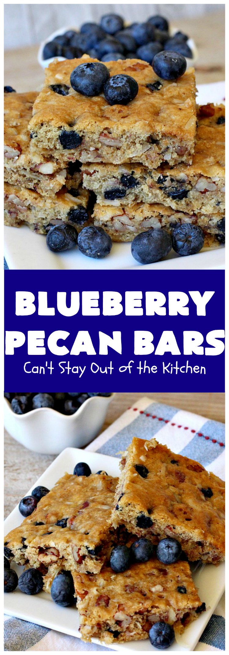 Blueberry Pecan Bars | Can't Stay Out of the Kitchen | these luscious, crunchy bar-type #cookies are filled with dried #blueberries, #pecans & #coconut. They're outrageously addictive! #tailgating #dessert #brownies #BlueberryDessert #BlueberryPecanBars
