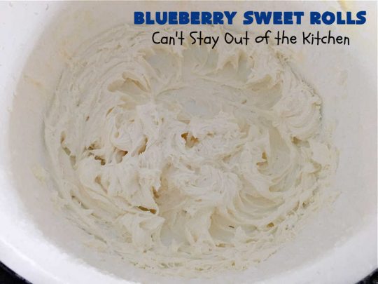 Blueberry Sweet Rolls | Can't Stay Out of the Kitchen | the most awesome #SweetRolls ever! These heavenly #rolls are filled with fresh #blueberries & iced with a luscious #buttercream frosting. Every bite will have you drooling! On top of that you don't have to hand-knead the dough! Great for a weekend, company or #holiday #breakfast. #HolidayBreakfast #ValentinesDay #brunch #BlueberrySweetRolls