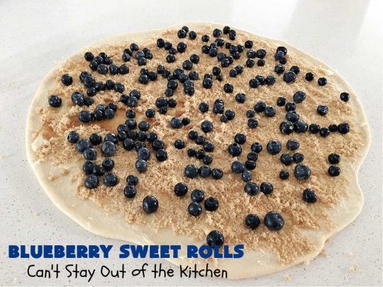Blueberry Sweet Rolls | Can't Stay Out of the Kitchen | the most awesome #SweetRolls ever! These heavenly #rolls are filled with fresh #blueberries & iced with a luscious #buttercream frosting. Every bite will have you drooling! On top of that you don't have to hand-knead the dough! Great for a weekend, company or #holiday #breakfast. #HolidayBreakfast #ValentinesDay #brunch #BlueberrySweetRolls