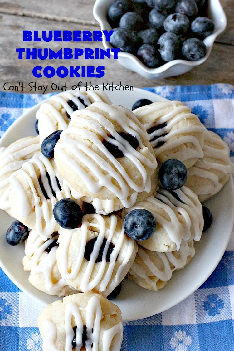 Blueberry Thumbprint Cookies | Can't Stay Out of the Kitchen | these festive & beautiful #Christmas #cookies will have you salivating after the first bite. Perfect for #holiday parties like Christmas & #NewYearsDay. #dessert #blueberries #cookies #HolidayDessert #BlueberryDessert #ChristmasCookieExchange #ChristmasCookie